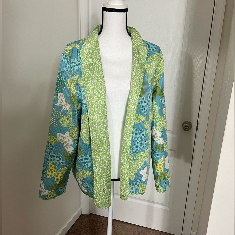 Reversible Light Weight Jacket 2x Butterflies Flo… - image 7